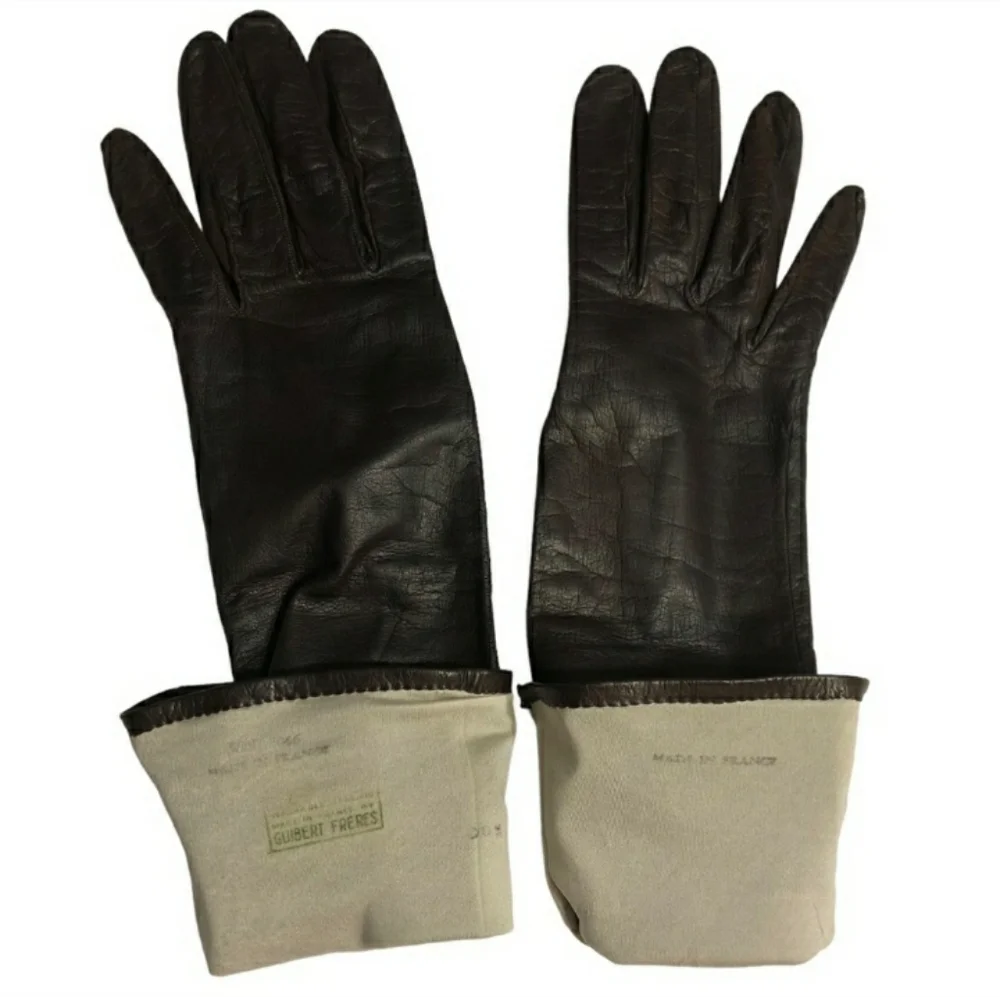 GUIBERT FRERES Vintage Dark Brown Leather GlovesVintage EUC!